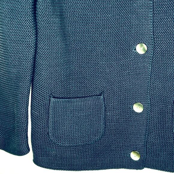 Ann Taylor Cardigan Beautiful Cotton Knit Navy Sz‎ Medium - Picture 3 of 11